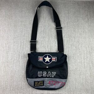 Red Canoe USAF Airman Messenger Bag Black Cotton Military Flight Crossbody Y2K